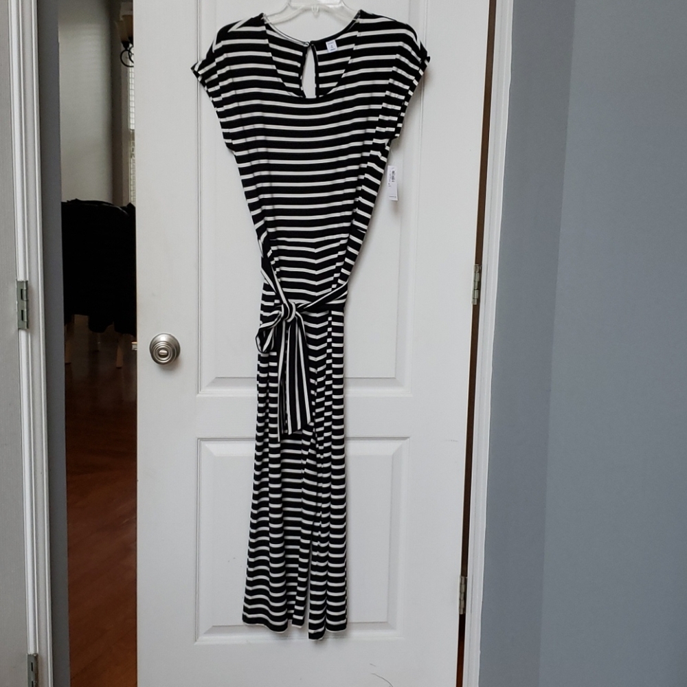 NWT Old Navy black and white striped jumpsuit